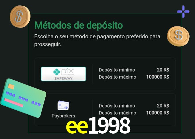 O cassino ee1998 oferece uma grande variedade de métodos de pagamento